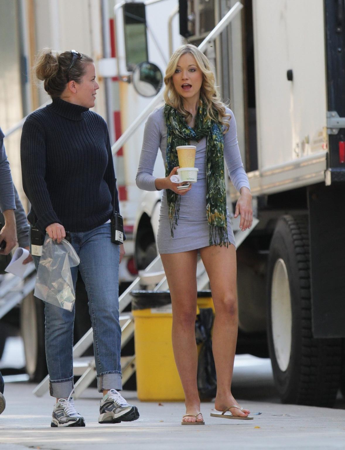 16P Katrina Bowden leggy on the Nurse 3-D set in Toronto