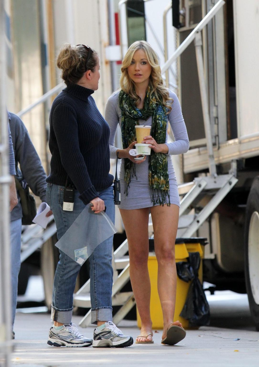 16P Katrina Bowden leggy on the Nurse 3-D set in Toronto