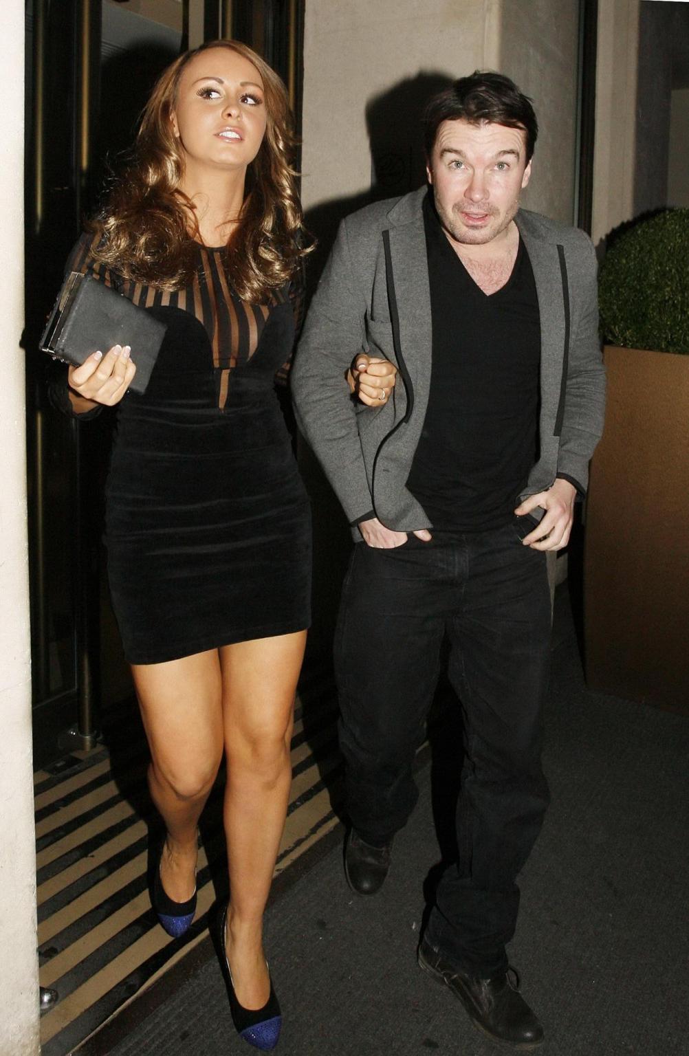 16P Chanelle Hayes leggy in black mini dress leaving a nightclub in London