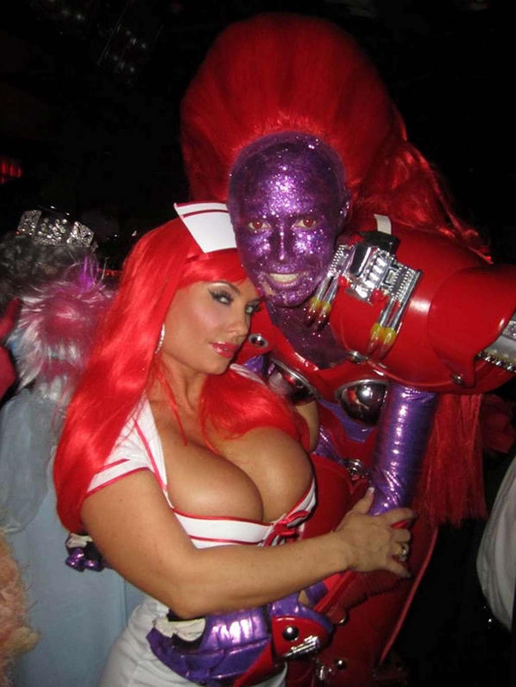 10P Nicole Austin looking sexy and busty in nurse outfit and white stockings