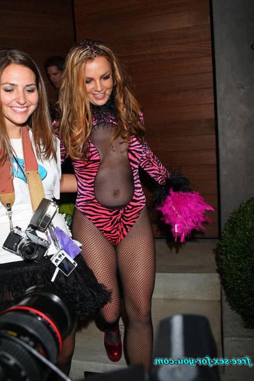 16P Britney Spears dress like Pink Panter in fishnet stockings