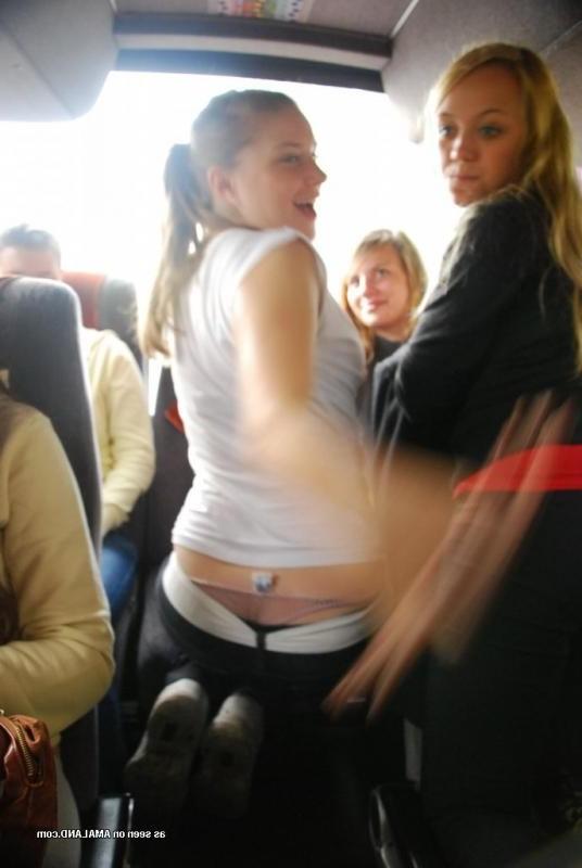 14P Naughty chicks posing for hot photos on a bus trip