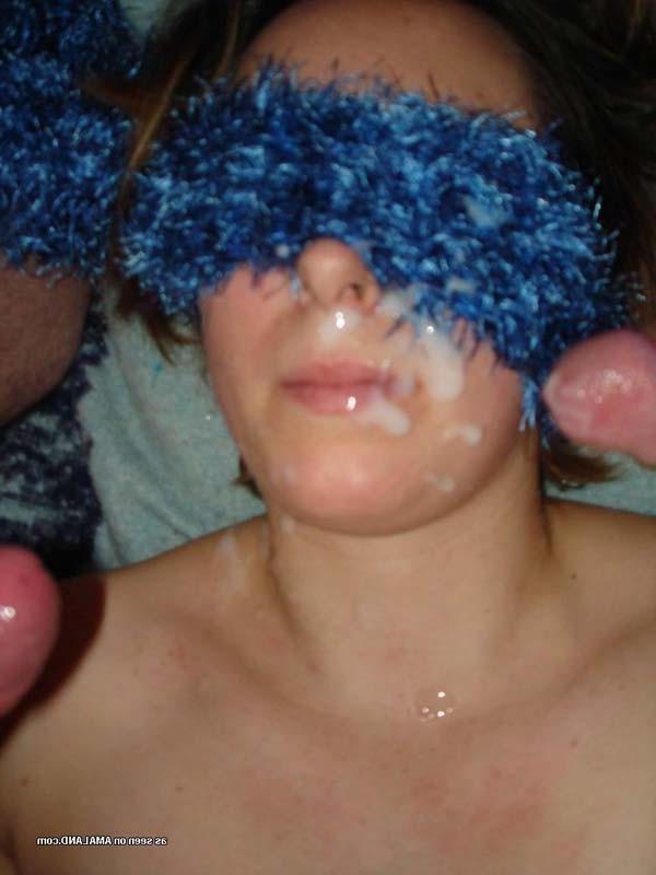15P Photos of a blindfolded chick who got cummed on