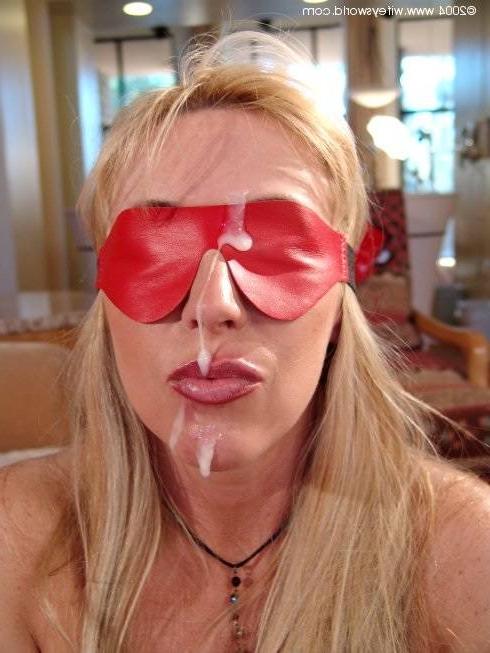 14P Big titty blonde blindfolded and blasted with cum
