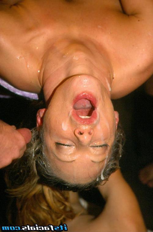 17P Facial bukkake gangbang session with two slut pornstars