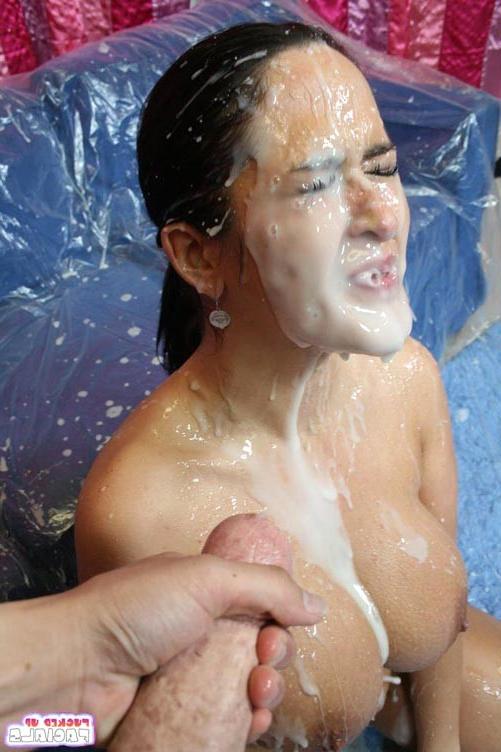 17P Delicious round boobs brunette pornstar fucking and bukkake