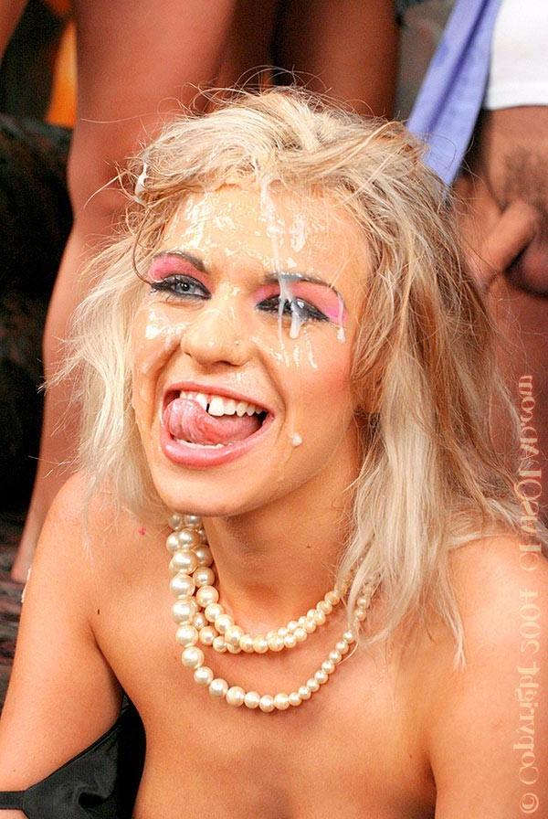15P Wild blonde babe getting gangbanged and facialized