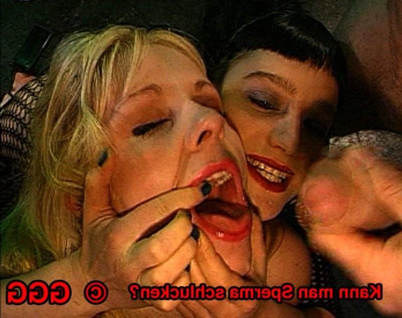 20P Super cute blonde German Goo Girl in messy hardcore bukkake orgy