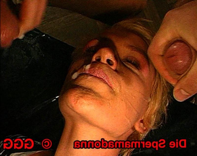 20P Super cute blonde German Goo Girl in messy hardcore bukkake orgy