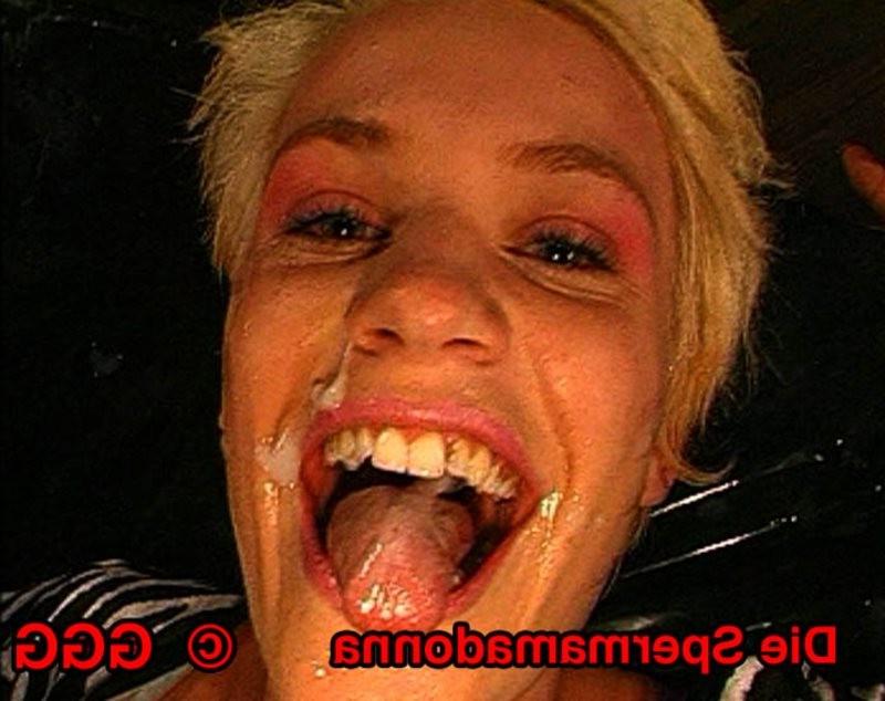 20P Super cute blonde German Goo Girl in messy hardcore bukkake orgy