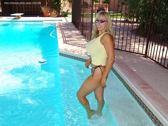 15P Huge titted wife sucking cock in a tight n wet shirt
