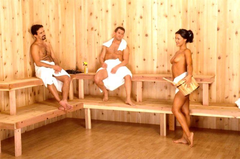 16P Gorgeous latina babe gets facial cumshot after sauna threesome