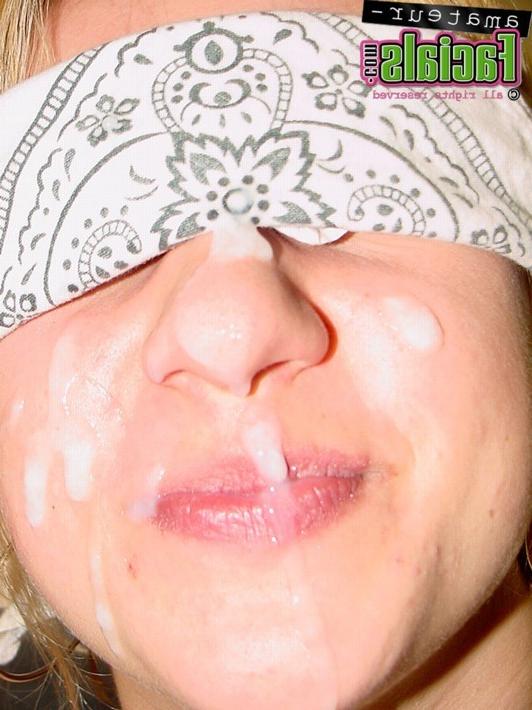 15P Blindfolded babe gets facialized