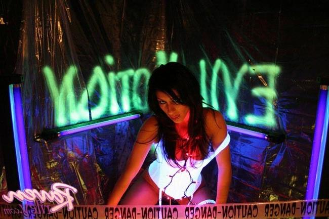 15P Cute latina teen Raven Riley in disco club with dildo