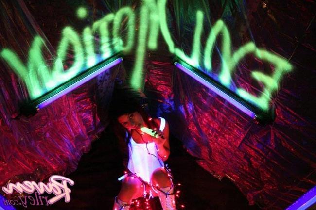 15P Cute latina teen Raven Riley in disco club with dildo