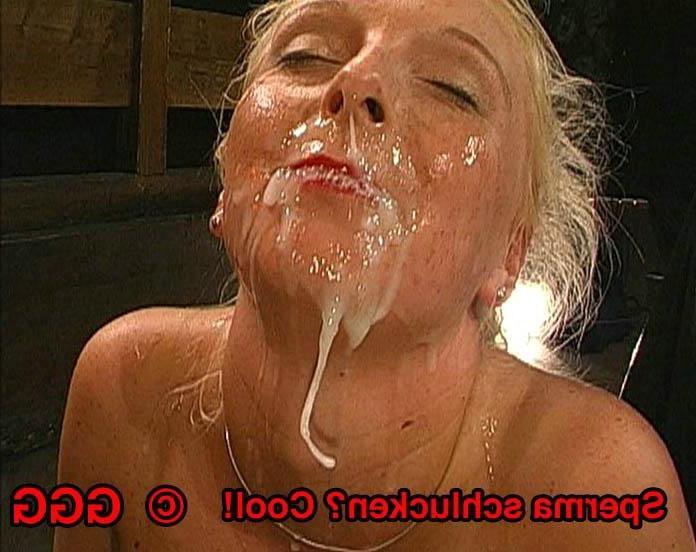 16P Blonde german bukkake slut getting her face glazed with spunk