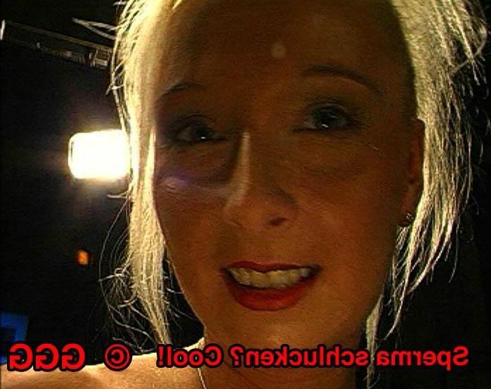 16P Blonde german bukkake slut getting her face glazed with spunk