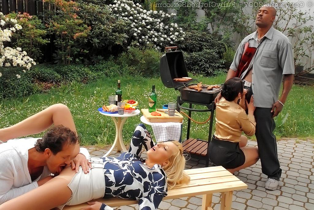 16P Barbecue party turning into a clothed sex orgy
