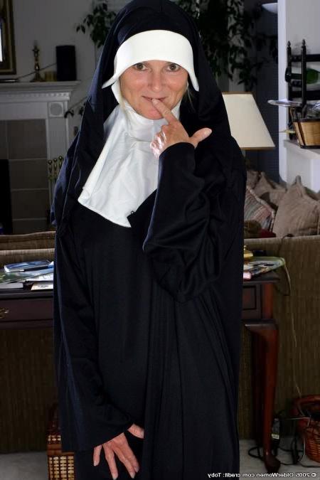 16P Naughty Older Nun Bares Nakedness Under Her Habit