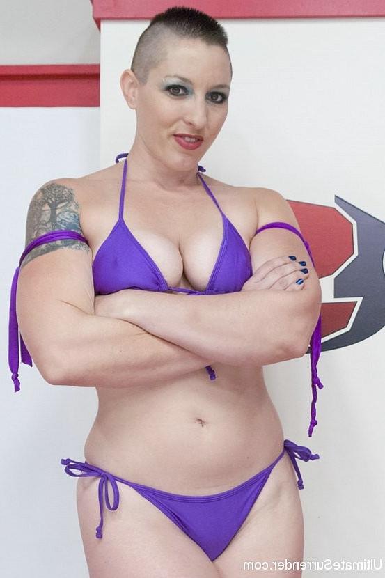 18P Mistress Kara with strapon and purple wrestle dominates busty br