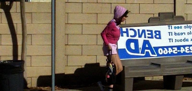 16P Amateur flashing at bus stop