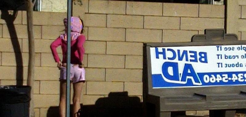 16P Amateur flashing at bus stop