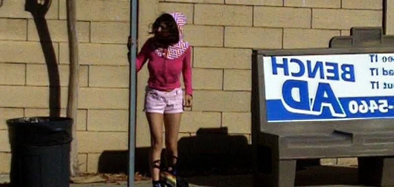 16P Amateur flashing at bus stop