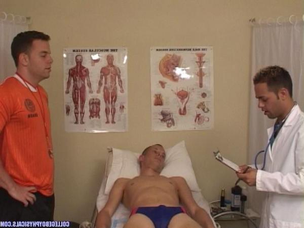 20P Sexy college stud gets a physical from the doctor and the coach