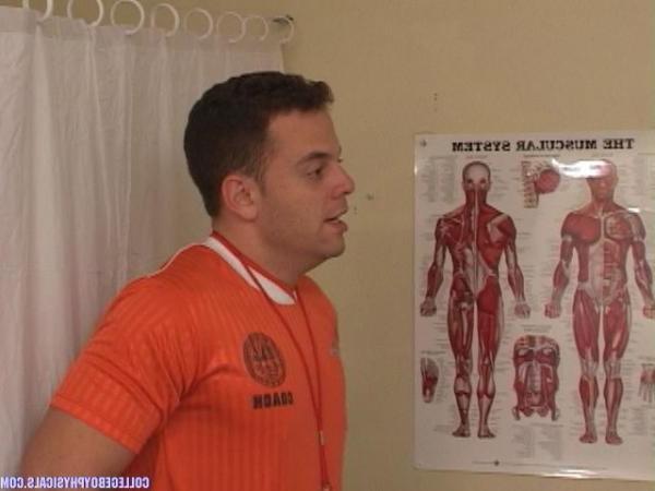 20P Sexy college stud gets a physical from the doctor and the coach