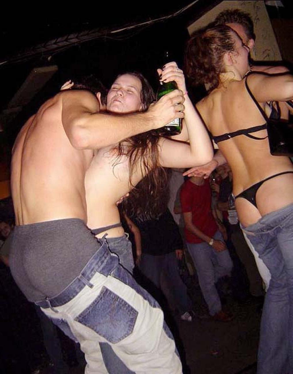 15P Tipsy party girls going topless inside the club