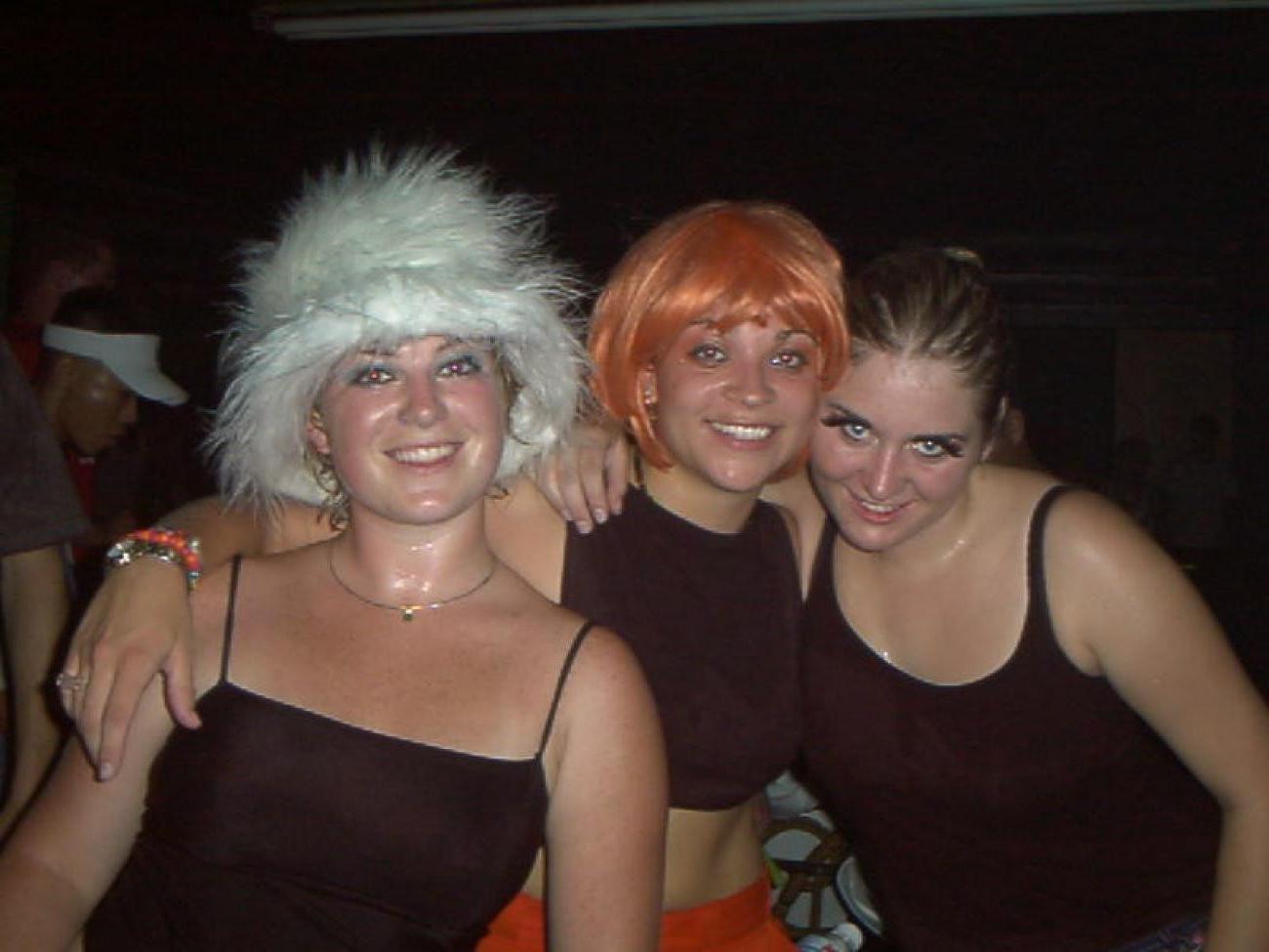 15P Tipsy party girls going topless inside the club