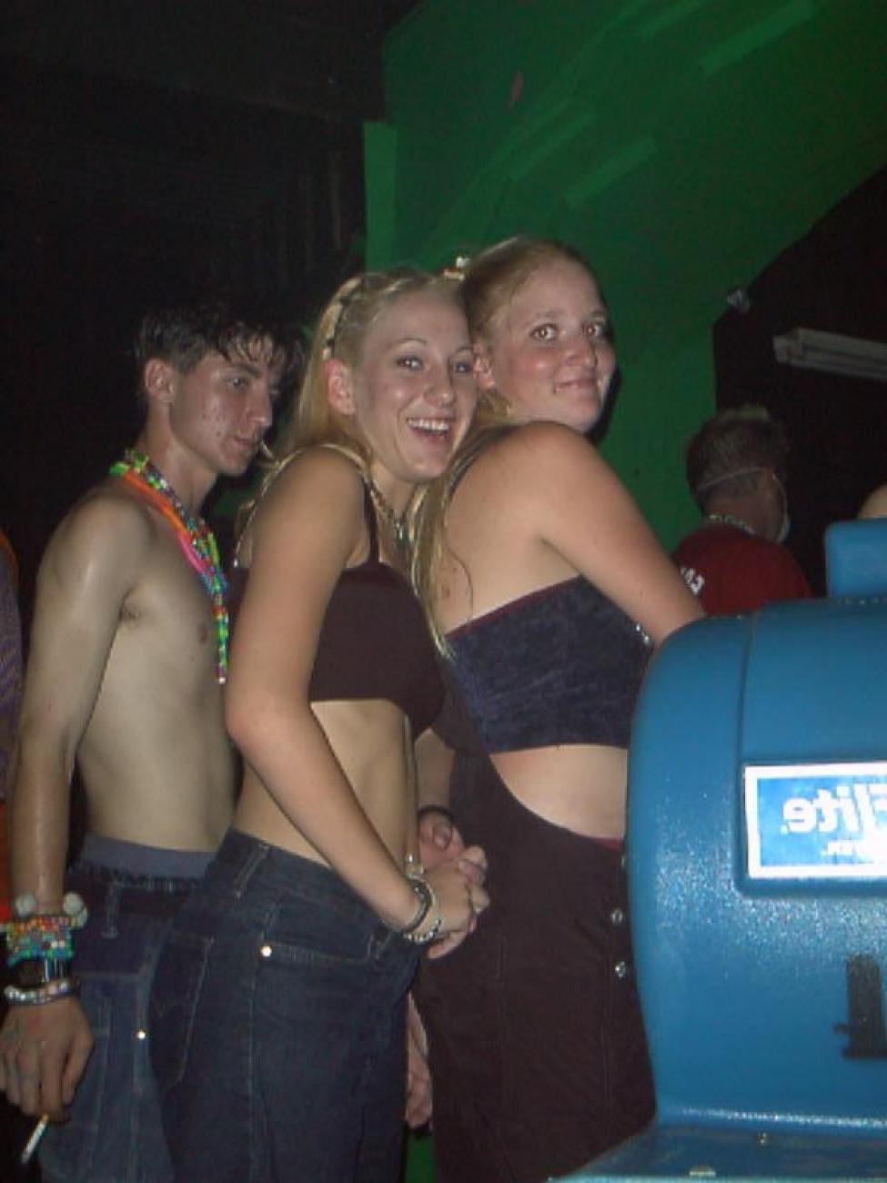 15P Tipsy party girls going topless inside the club