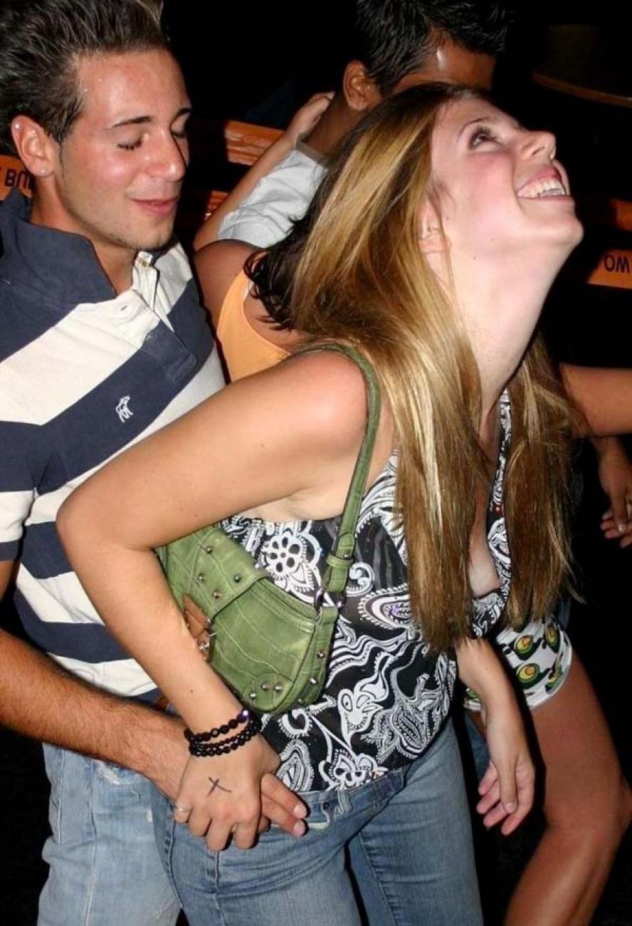 15P Tipsy party girls going topless inside the club
