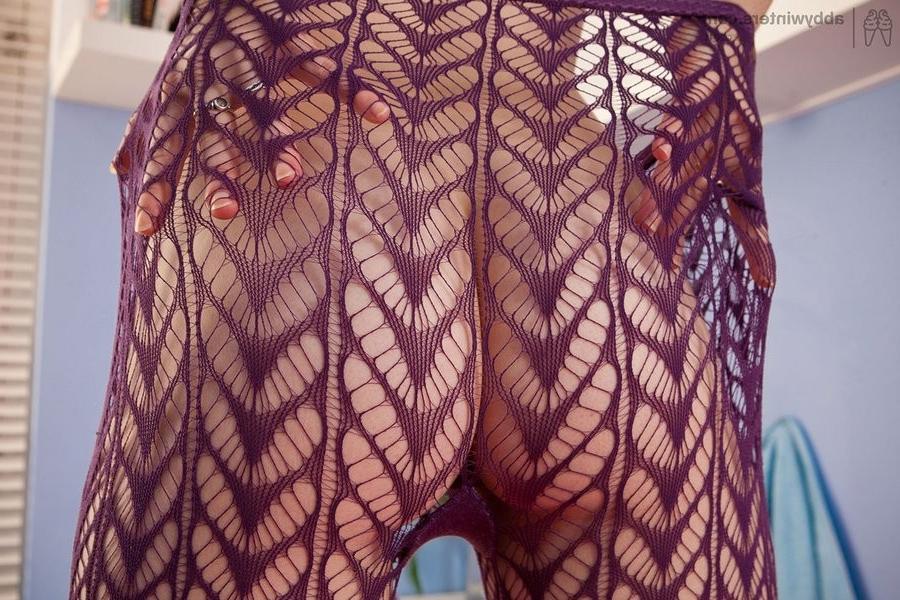 16P Furry Redheaded Babe Teases Off Her Fishnet Stockings