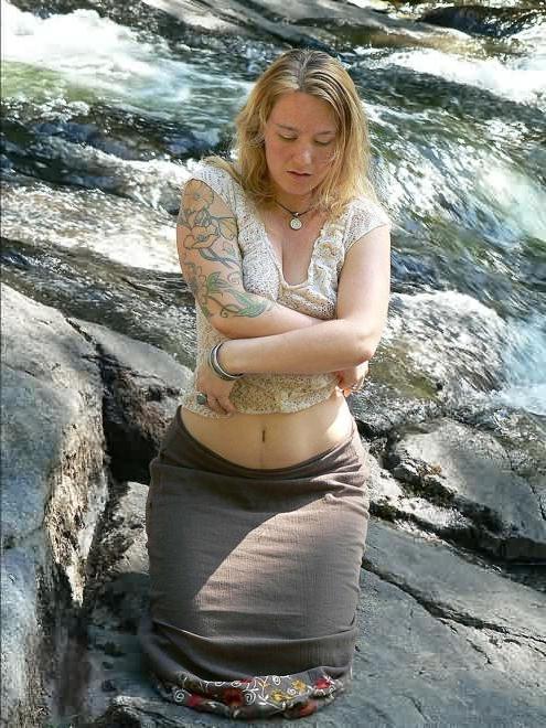 15P Naturally Hairy Nudist Bares Shapely Body on Riverbank
