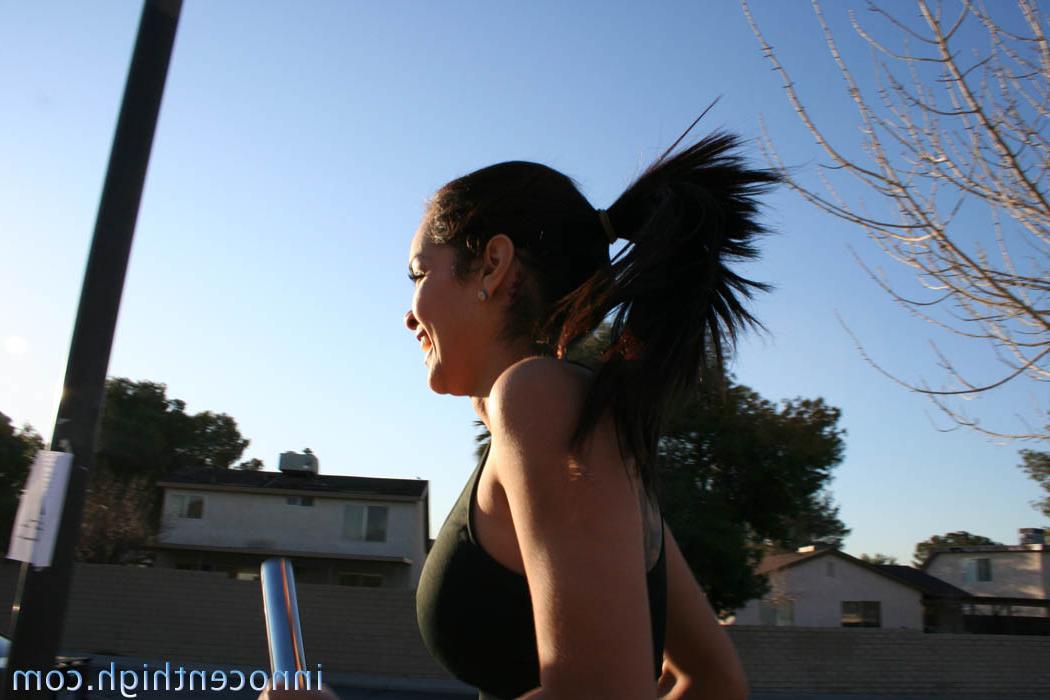 14P Running girl in sports bra fucking coach