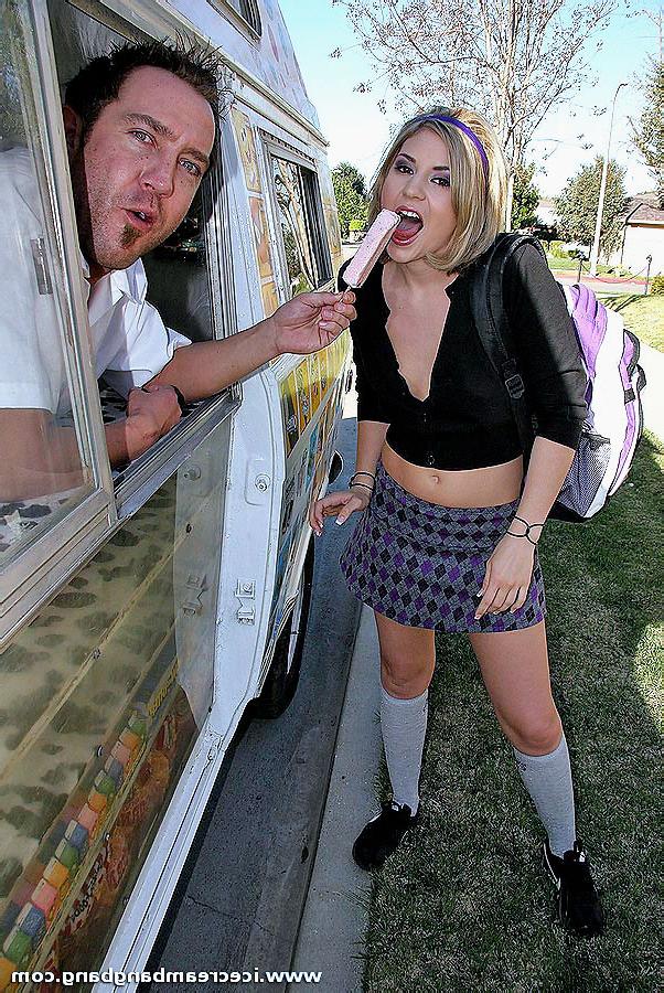 16P Blond teen sucks a meat stick for an ice cream stick