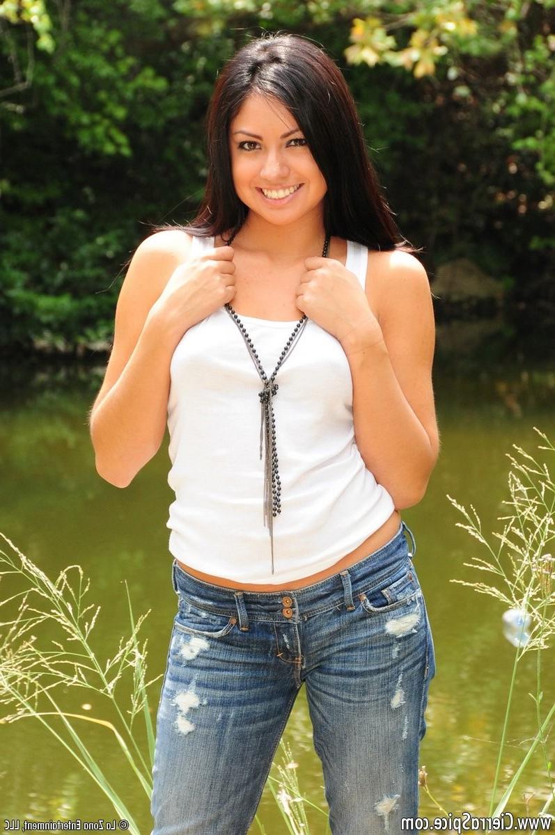 16P Latina teen girl strips by the lake