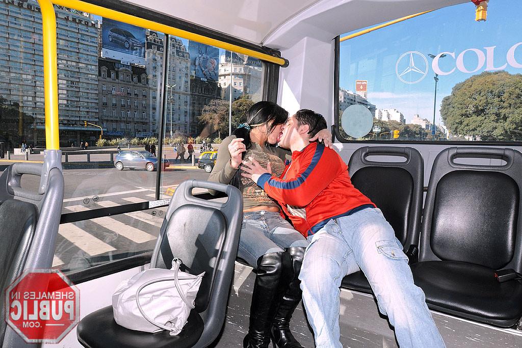 16P Hardcore tranny sex action on a city bus