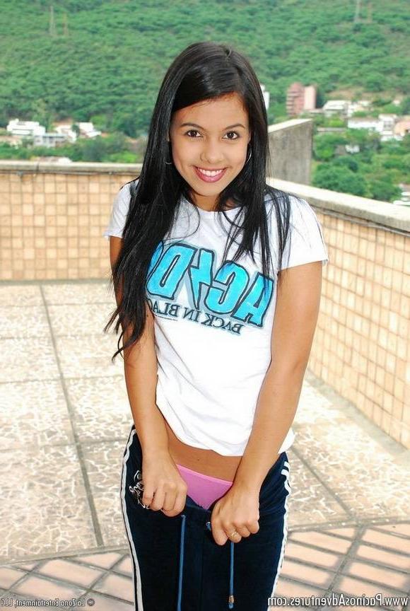 15P Latina teen cutie poses and hardly sucks strong cock