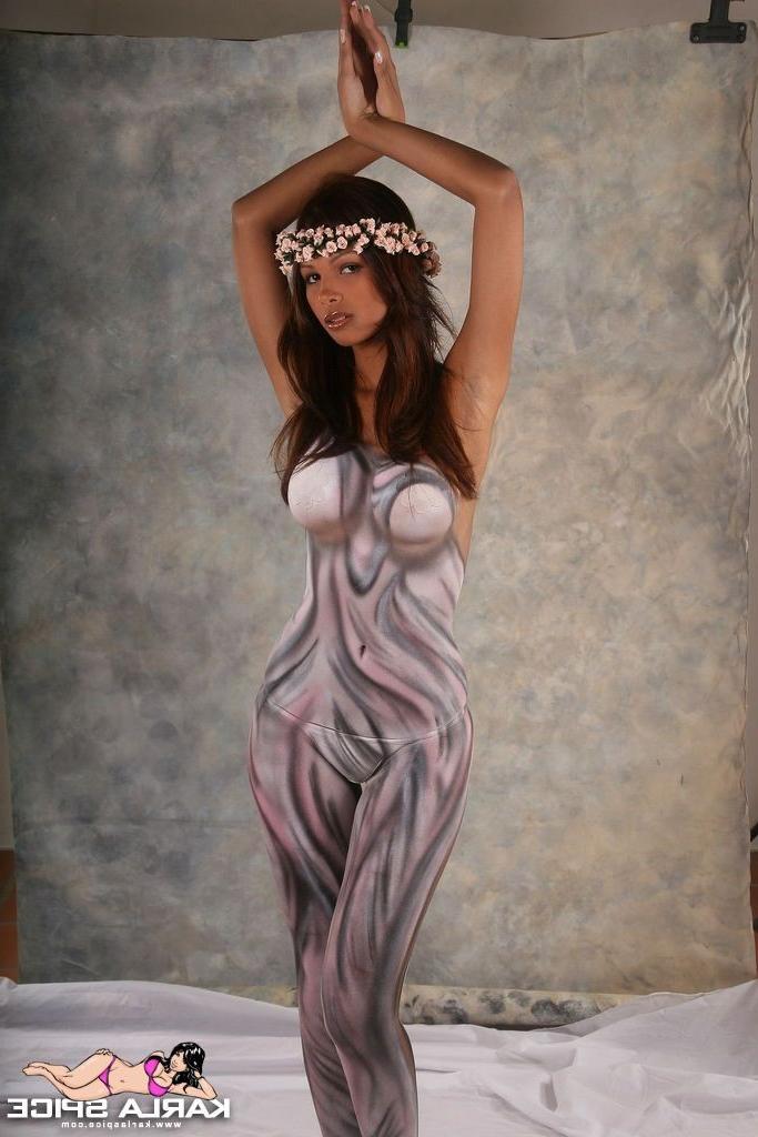 15P Cute latina teen babe gets her body painted