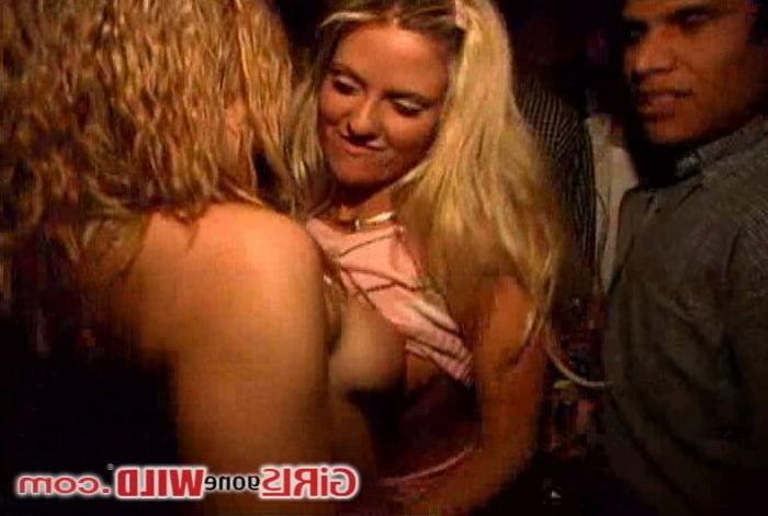 10P Drunk sluts topless making out in a club