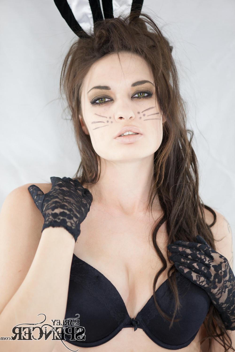 12P Harley Spencer in bunny ears with a dildo