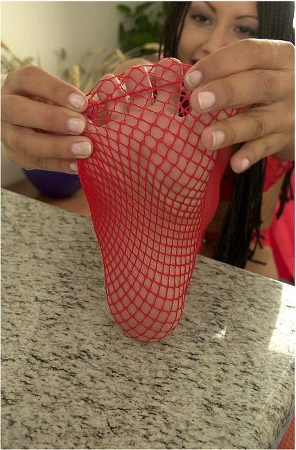 16P Anetta Keys in red fishnet stockings