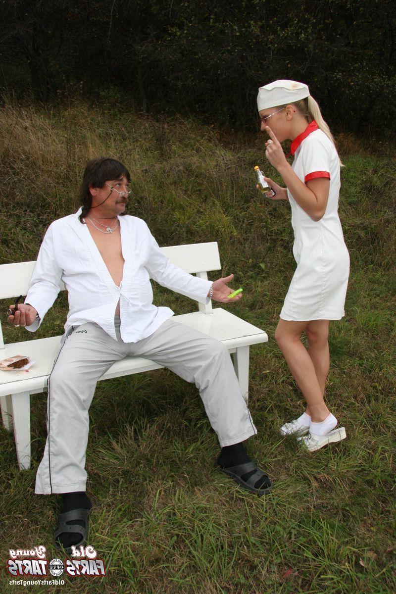 12P Teenie nurse loves the taste of senior his gooey cumload