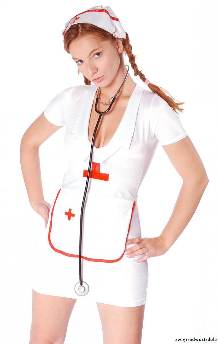 16P Redhead teen nurse strip down to her stethoscope