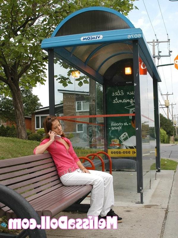 15P Sweet and petite Melissa takes a kinky bus ride