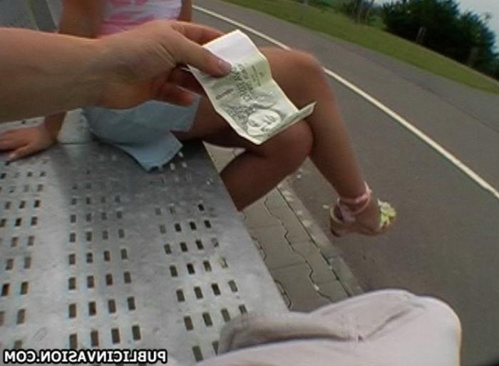 16P girl at the bus stop gets hot sucking cock