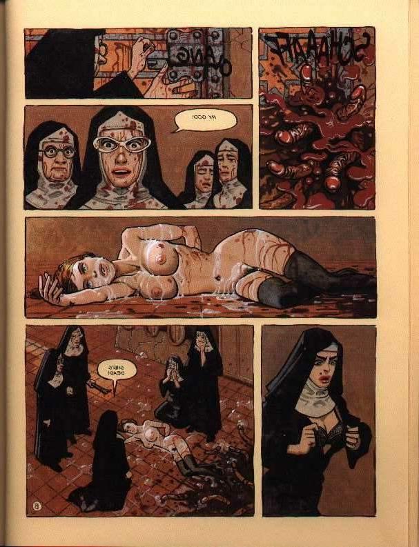 15P horny nun squats down on huge long devil cock