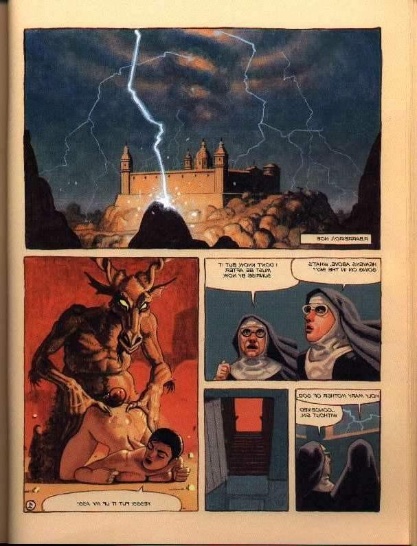 15P horny nun squats down on huge long devil cock